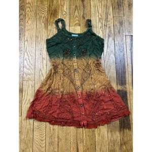 India Boutique Ombre Dress‎ Sleeveless Embroidered Sequin Hippie Boho Festival
